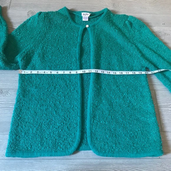 VINTAGE Emerald Green Open Front Sparkle Cardigan - Picture 5 of 9